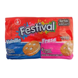 Galletas Festival Surtidas Vainilla Y Fresa 12 Und 403 gr