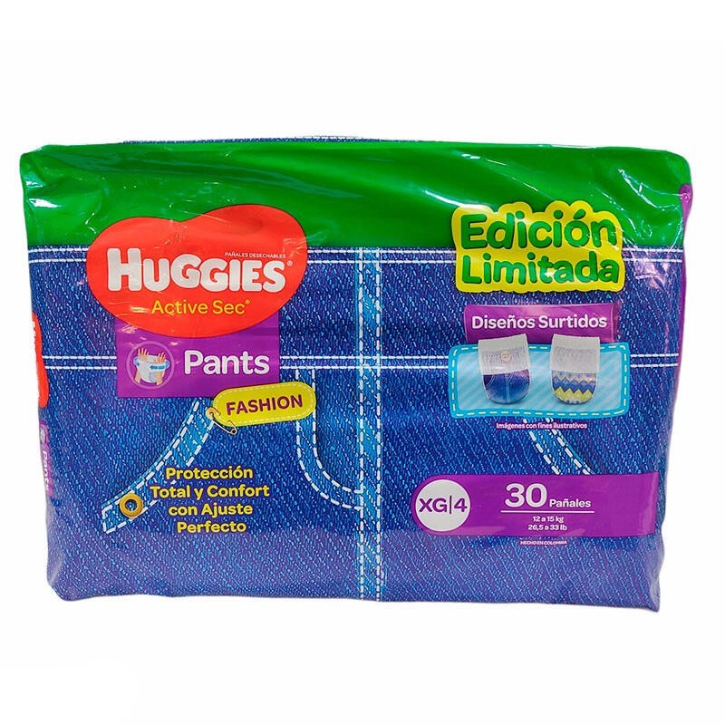 Pañales Huggies Active Sec Pants Etapa 4 30 Und