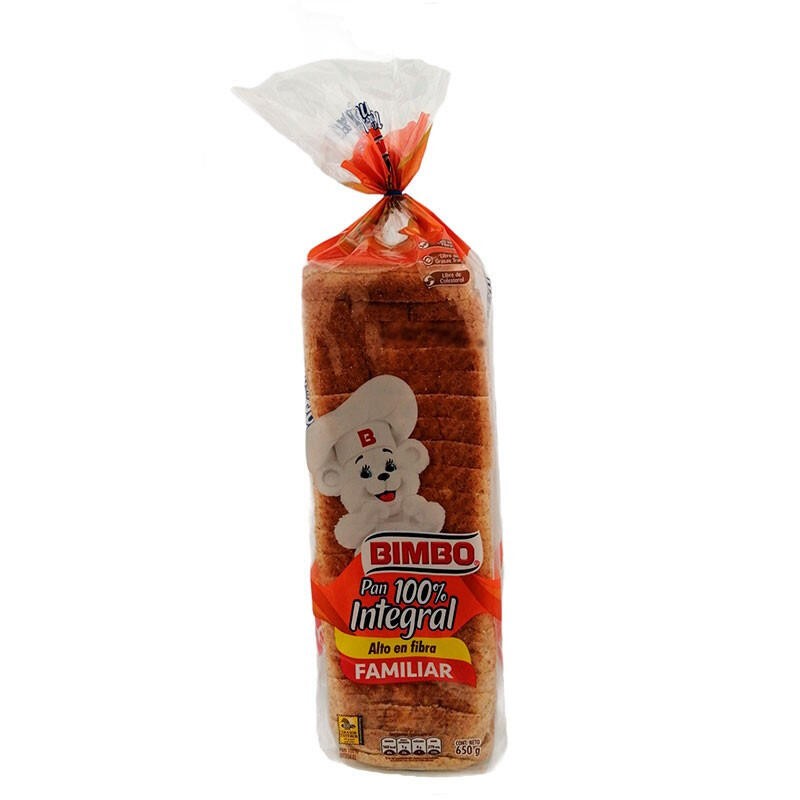 Pan Integral Bimbo Alto en Fibra 650gr