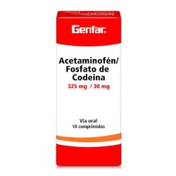 Acetaminofén/Fosfato de Codeina Genfar Fracción 10 Tab 325mg