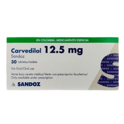 Carvedilol Sandoz 30 Tabletas 12.5mg