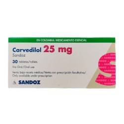 Carvedilol Sandoz 30 Tabletas 25mg