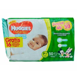 Pañales Huggies Active Sec Etapa 1 50 Und