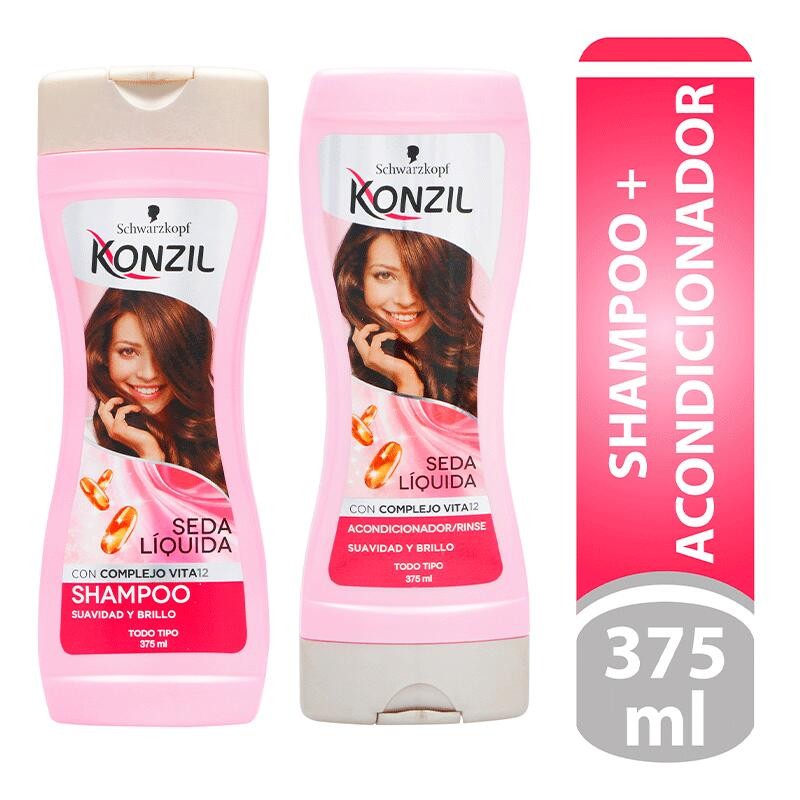 Shampoo Konzil 375mL Seda Líquida+ Acondicionador 375mL