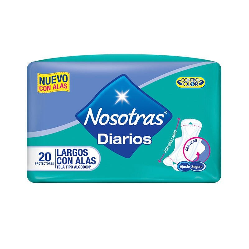 Protectores Diarios Nosotras Largo Con Alas 20 Und