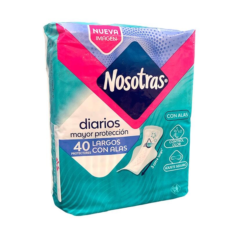 Protectores Diarios Nosotras Largos con Alas 40 Und