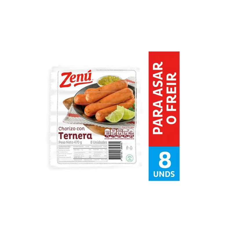 Chorizo De Ternera Zenú 8 Unidades 470gr