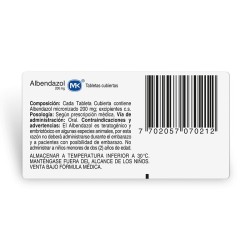 Albendazol Mk 200mg 2 Tabletas Recubiertas