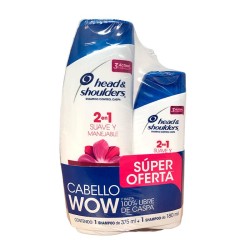 Shampoo Head & Shoulders 2en1 Suave y Manejable 375mL +180mL