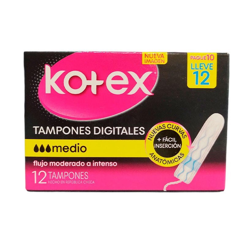 Tampones Kotex Flujo Moderado o Intenso Pague 10 Lleve 12