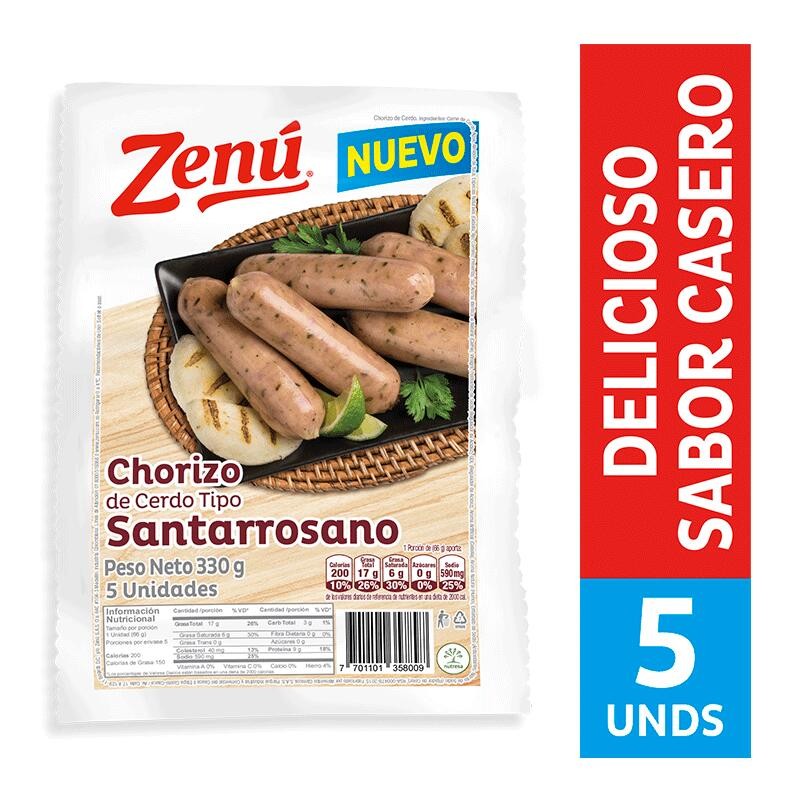 Chorizo Santa Rosano Zenú 5 Und 330gr