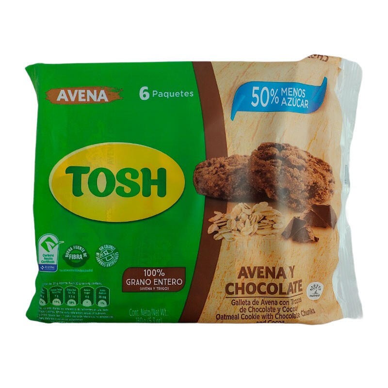 Galletas Tosh Avena y Chocolate 6 Und 180gr