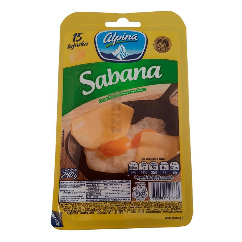 Queso Alpina Sabana Tajado 15 Tajadas  240gr