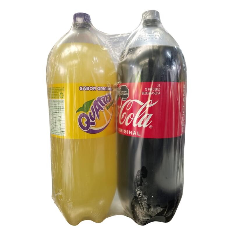 Gaseosa Coca-Cola Sabor Original 3L + Quatro Sabor Original 3L