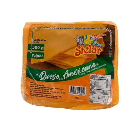 Queso Tipo Americano Tajado Stellar 500gr