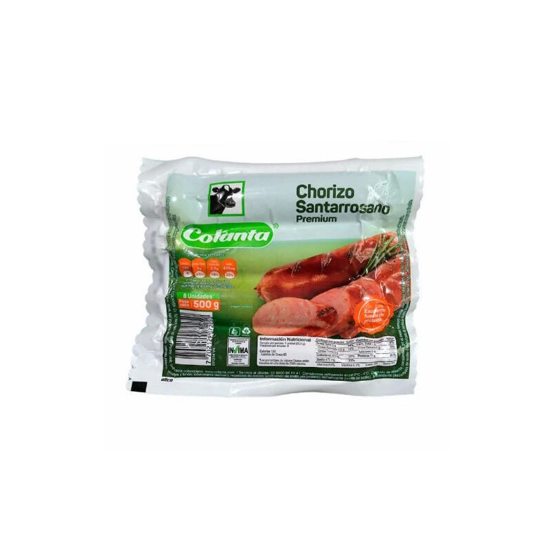 Chorizo  Colanta Santa Rosano 8 Und 500gr