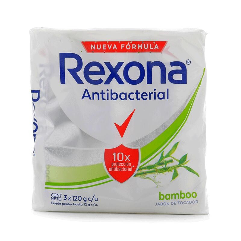 Jabón Rexona Antibacterial Bambú 3 Und 360gr