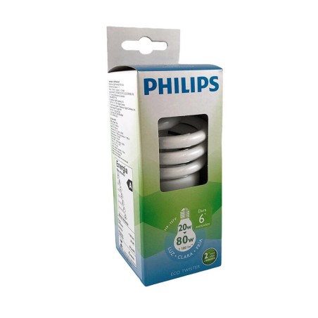 Bombillo Philips Eco Twister 20W Luz Clara Fría