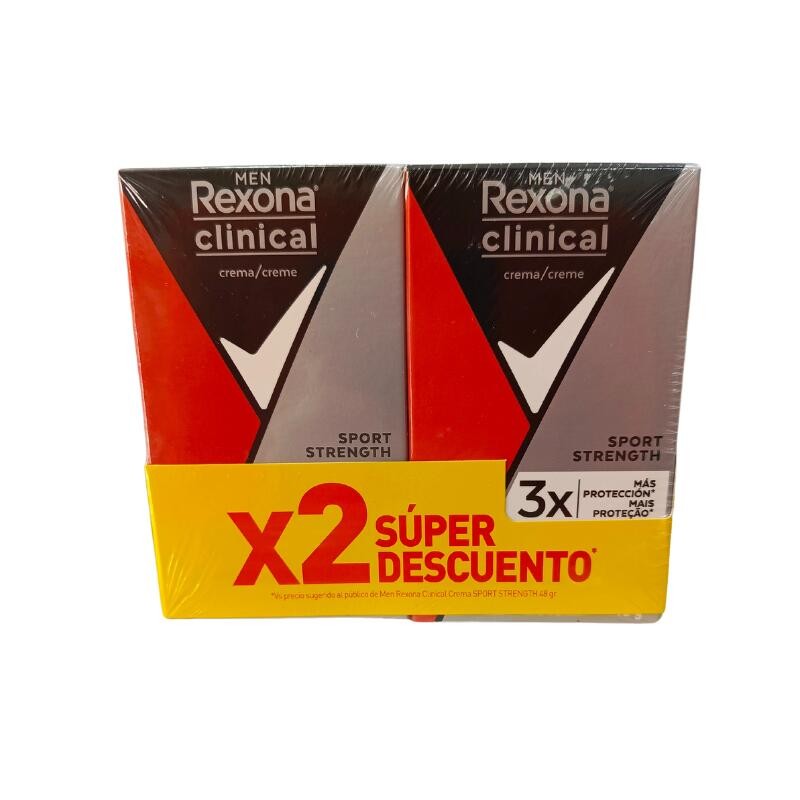 Desodorante Rexona En Crema Para Hombre Clinical Sport Strength X2UnI X48g