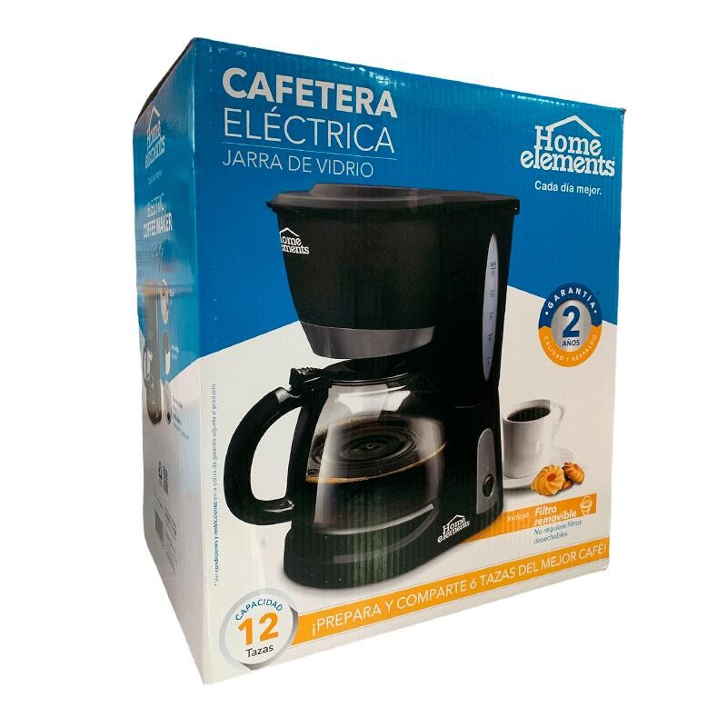 Cafetera Eléctrica Jarra de Vidrio 12 Tazas Home Elements