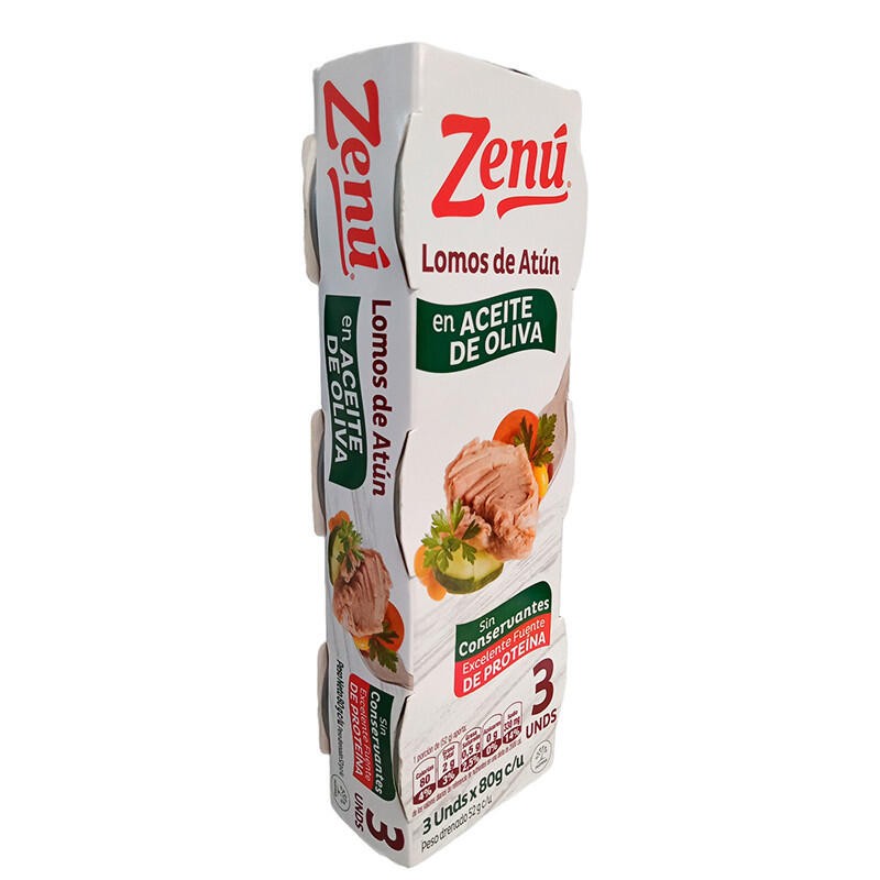 Atún Lomito en Aceite de Oliva Zenú 80gr 3unds