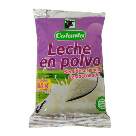 Leche en Polvo Semidescremada Deslactosada Colanta 380gr