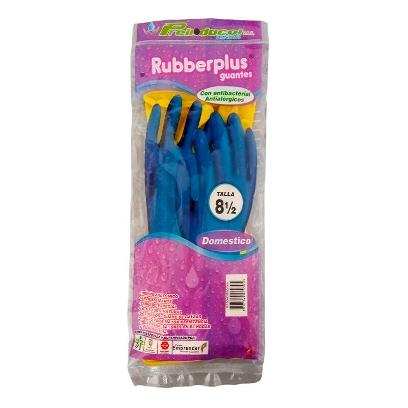 Guantes Rubberplus Domestico Amarrillo Calibre 20 Talla 8 1/2