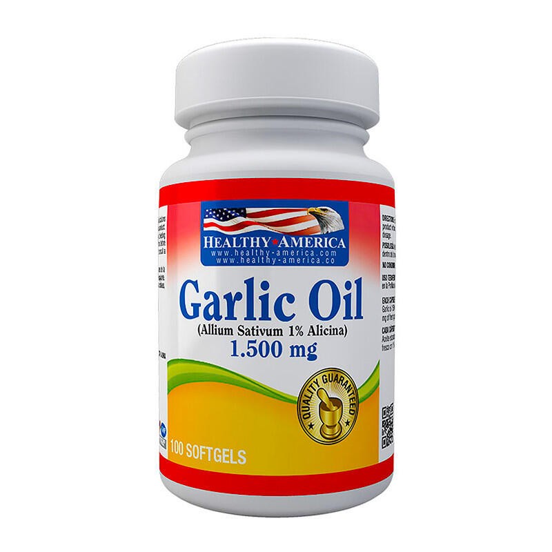 Garlic Oil Healthy America 1500mg 100 Capsulas Blandas