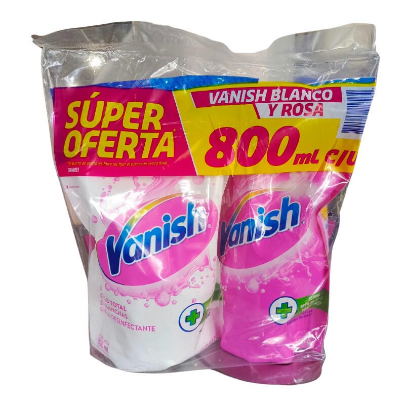 Vanish Líquido Rosa 800ml + Blanco 800ml