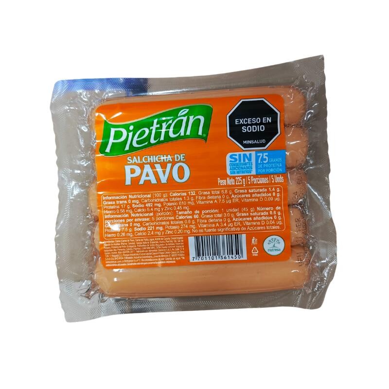 Salchicha De Pavo Pietrán X225gr X5Uni