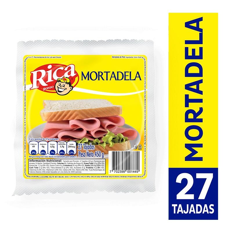 Mortadela Rica X27Tajadas X450G