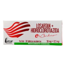 Losartan + Hidroclorotiazida Ecar 30 Tabletas