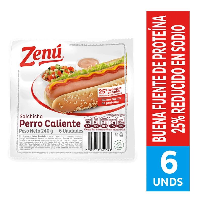 Salchicha Zenú Perro 6 Und 240gr