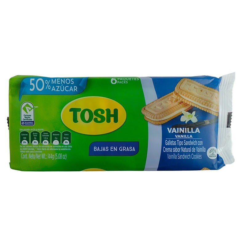 Galletas Tosh Vainilla 6 Und 144gr