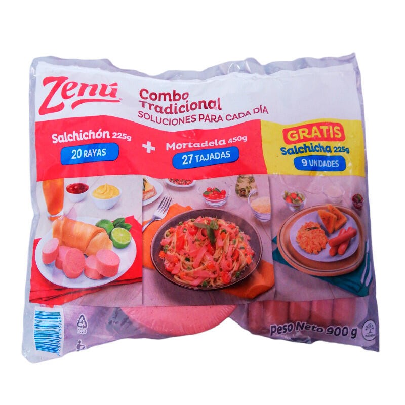 Combo Zenu Salchicha + Mortadela + Salchichon Gratis Salchichas 900gr