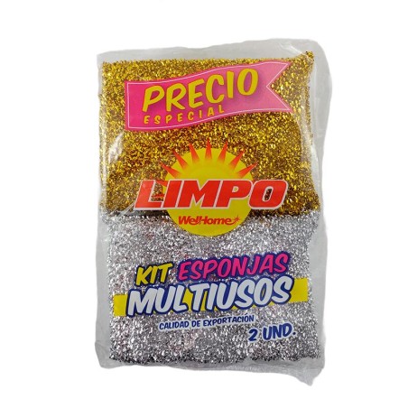 Kit Esponjas Limpo Multiusos Oro y Plata 2 Und