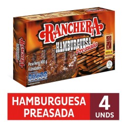 Hamburguesa Zenú Ranchera Pre Asada 4 Und 400gr