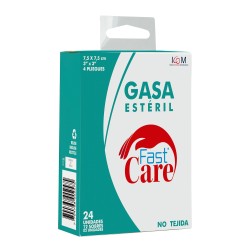 Gasa Esteril No Tejida FastCare 3" x 3" Caja de 12 Sobres con 2 Unidades C/U