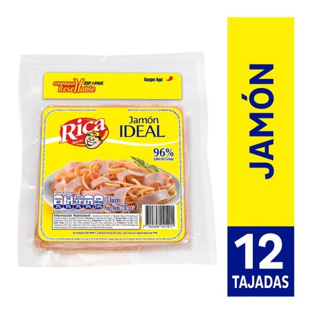 Jamón Ideal Rica 12 Tajadas 230gr