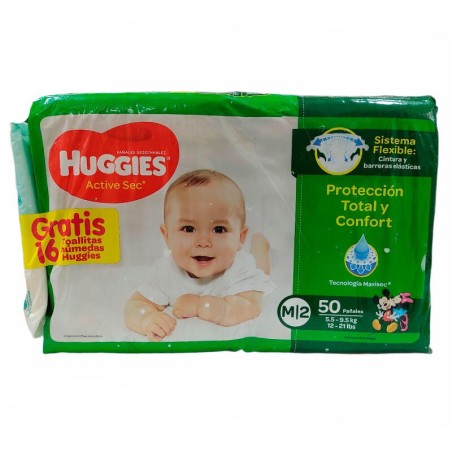 Pañales Huggies Active Sec Etapa 2 50 Und