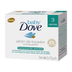 Jabón Baby Dove Humectación Sensible 3 Und 225gr