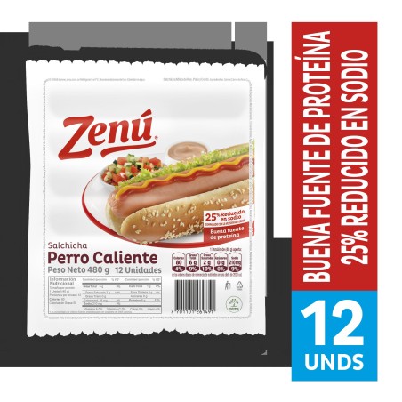 Salchicha Zenú Perro 12 Und 480gr