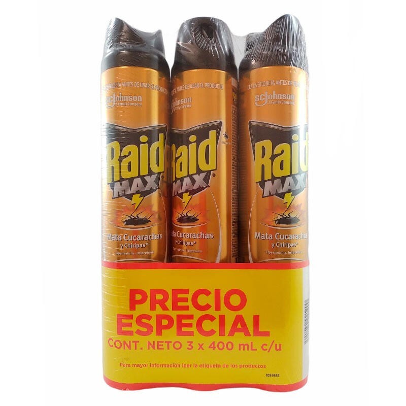 Raid Max Cucarachas y Chiripas 3 Und 1017gr