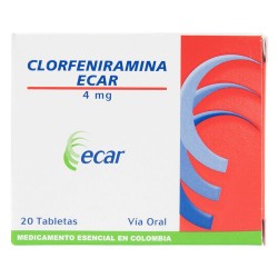 Clorfeniramina Ecar 20 Tabletas 4mg