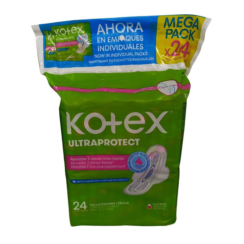 Toalla Kotex Ultraprotect Mega Pack X 24 Unidades