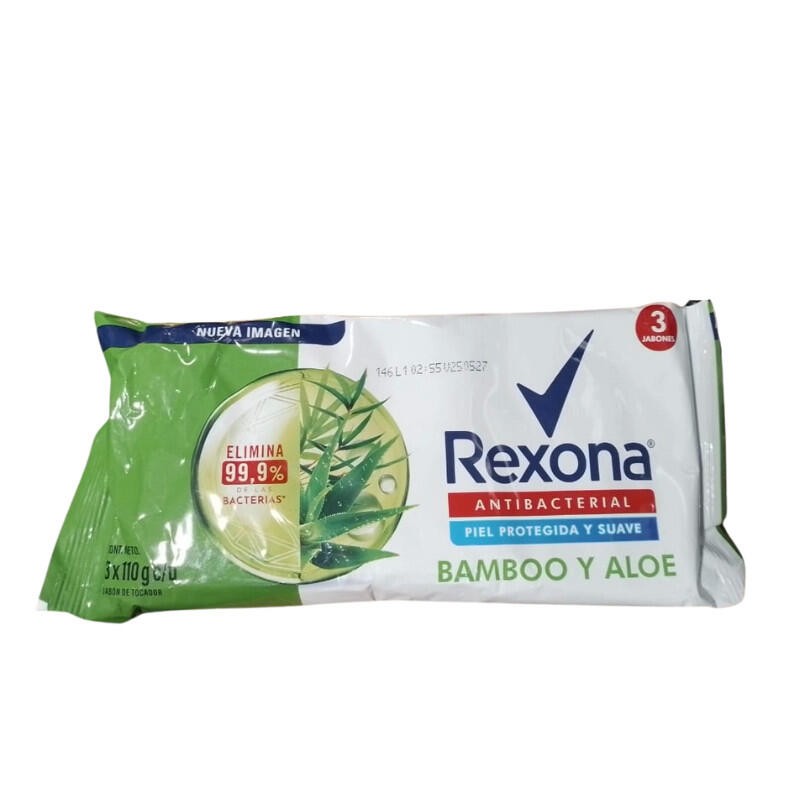 Jabón Antibacterial Rexona Bambú y Aloe x3und 110gr c/u