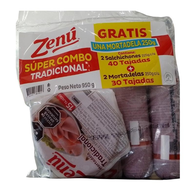 Combo Zenu Tradicional 2 Salchichones 225g c/u 2 Mortadelas 250g c/u